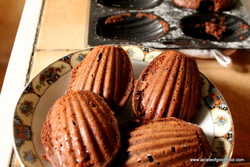 madeleines with chocolate